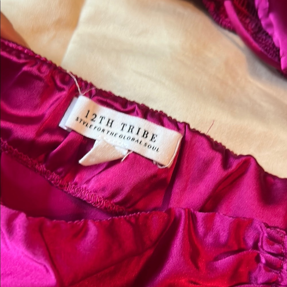 12th Tribe Pink Ruched Mini Pencil Skirt - Picture 2 of 4